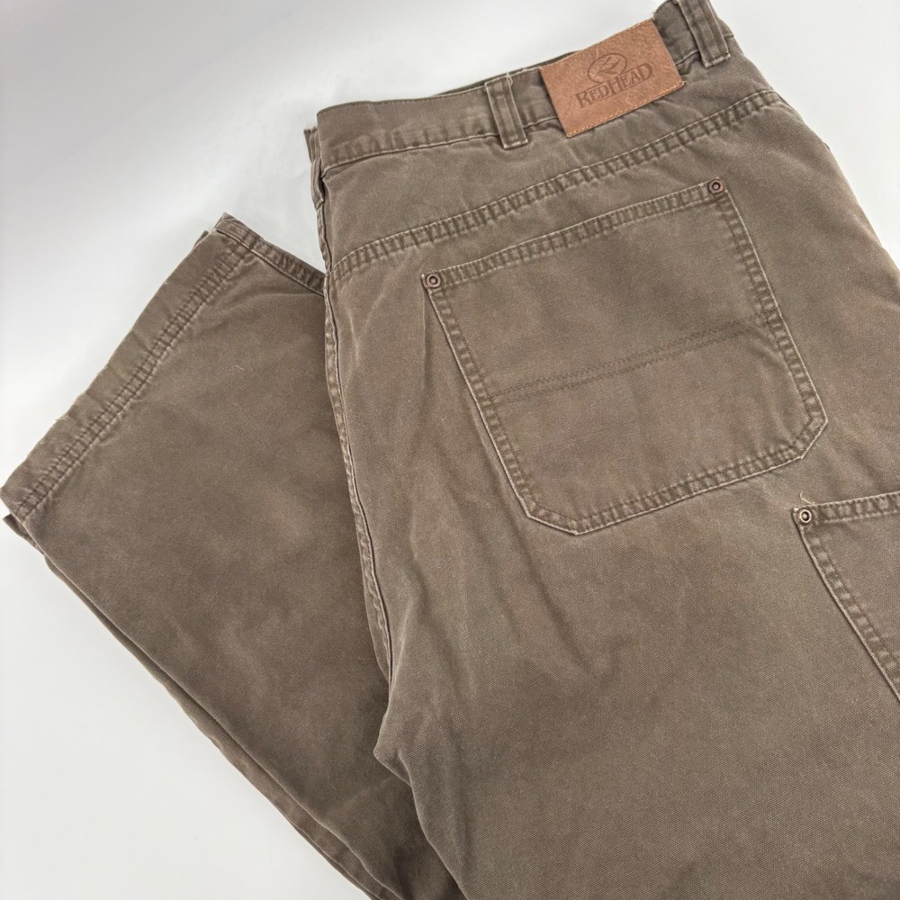 RedHead Mens 42x32 Olive Green Canvas Carpenter Lined‎ Pants Workwear
 Utility